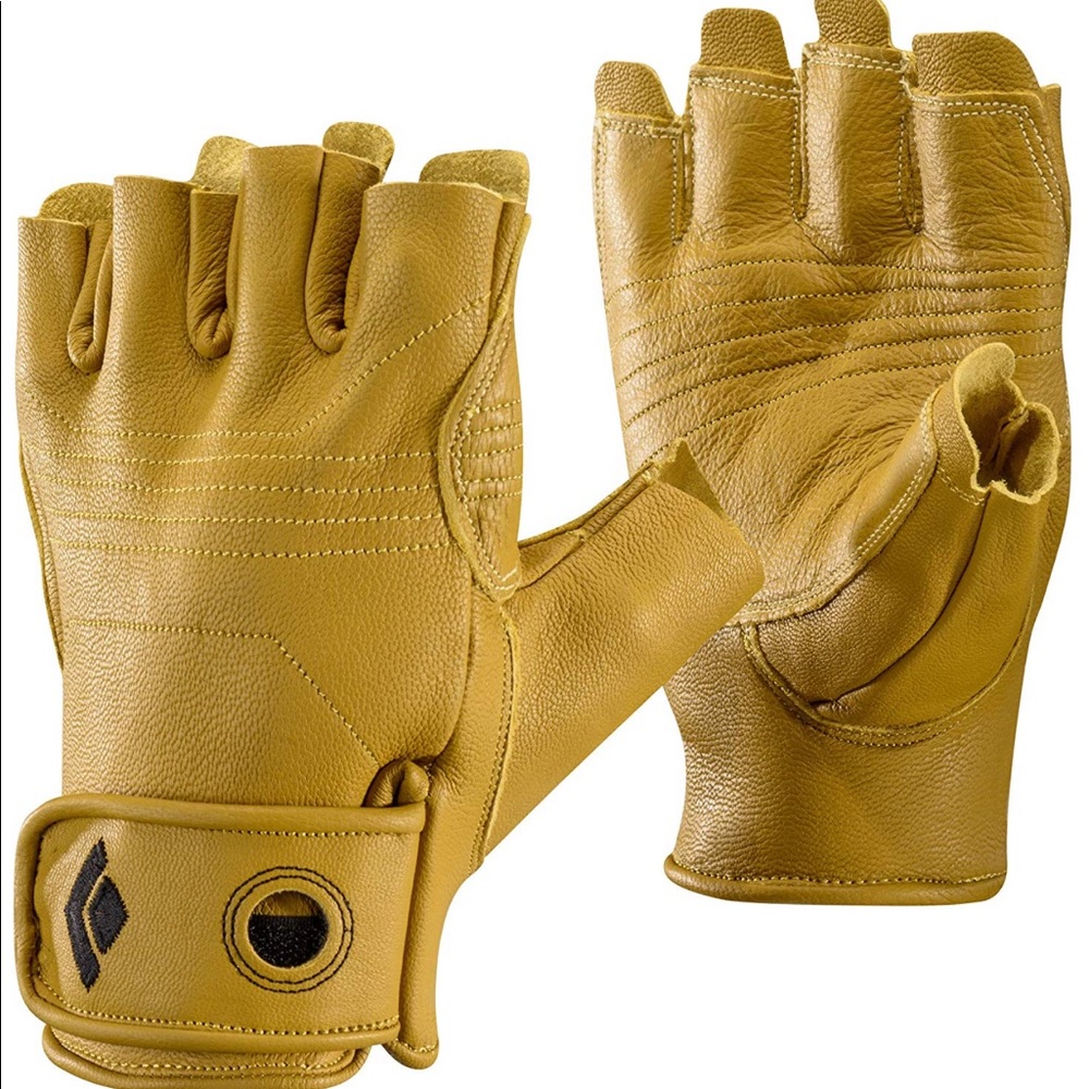Black Diamond Leather Climbing Gloves Fingerless
